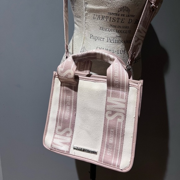 Steve Madden Bwebber Convertible Tote Bag White Pink - Picture 6 of 7